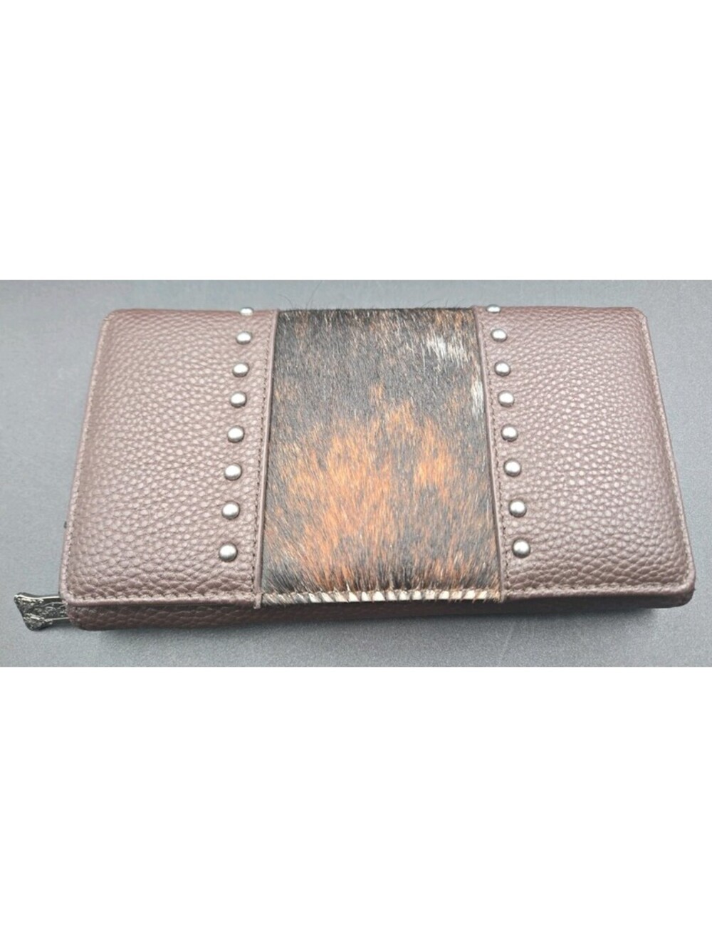 Montana West Trinity Ranch Hair-On Leather Wallet Brown EUC 14 Card Large Wallet
